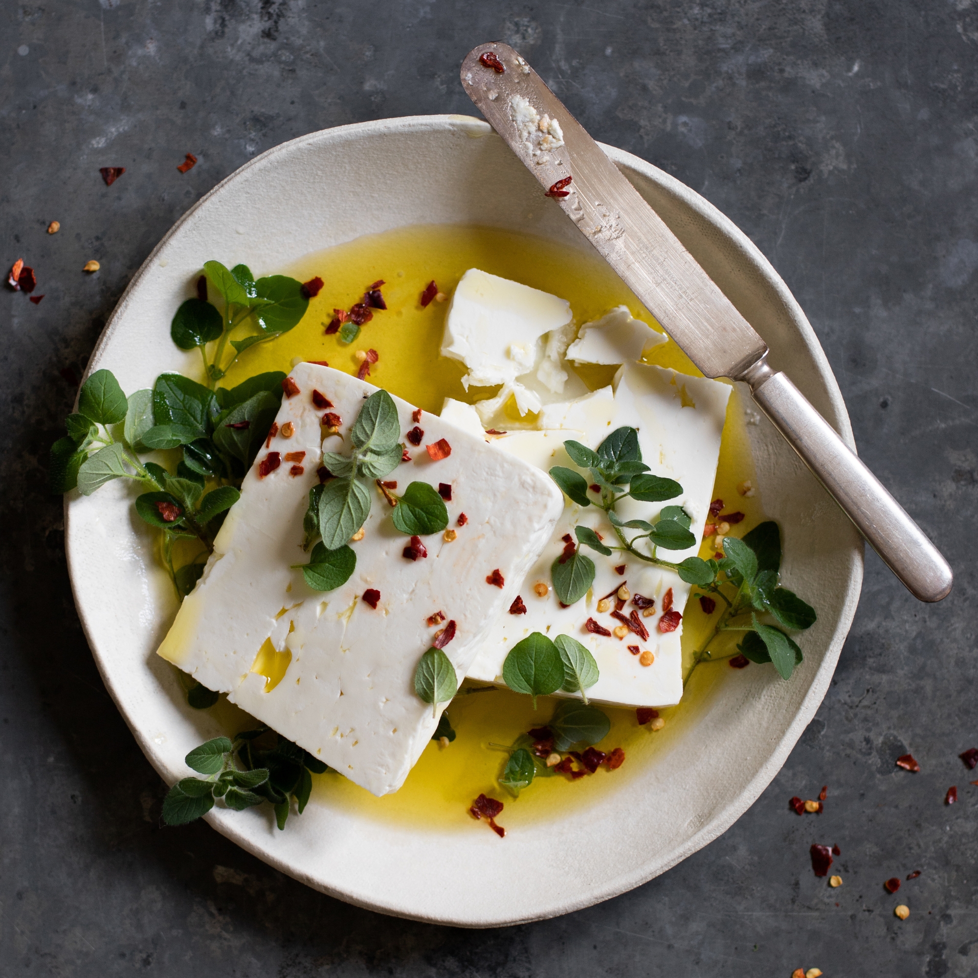 Marinated Feta Bowl With Olive Oil Aphrodite