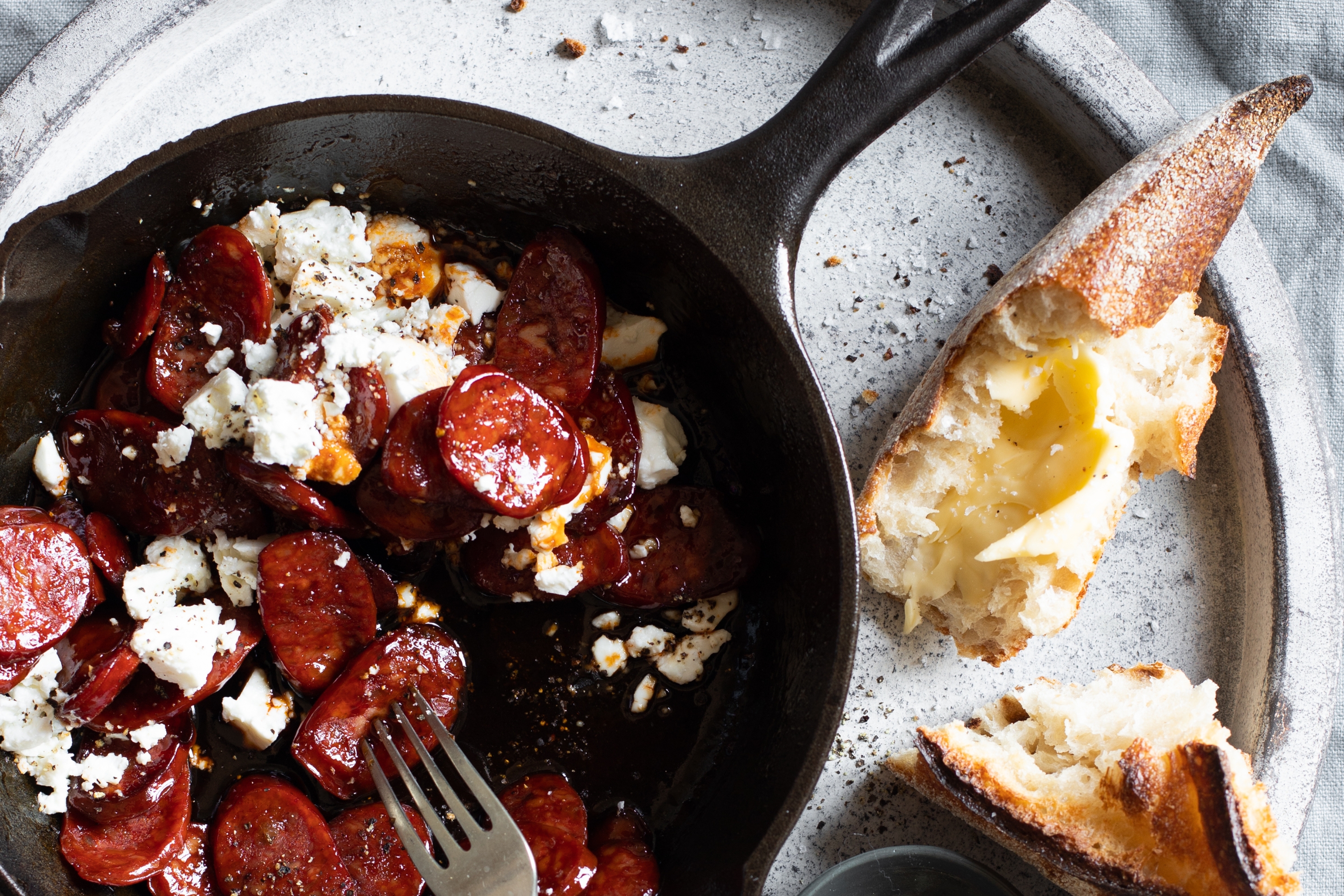 Sticky Vinegar Chorizo with Aphrodite Feta Breakfast